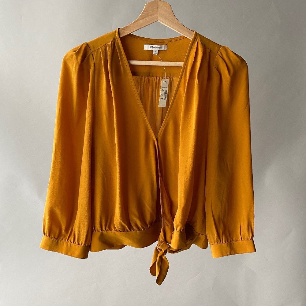New Madewell Silk Wrap Top